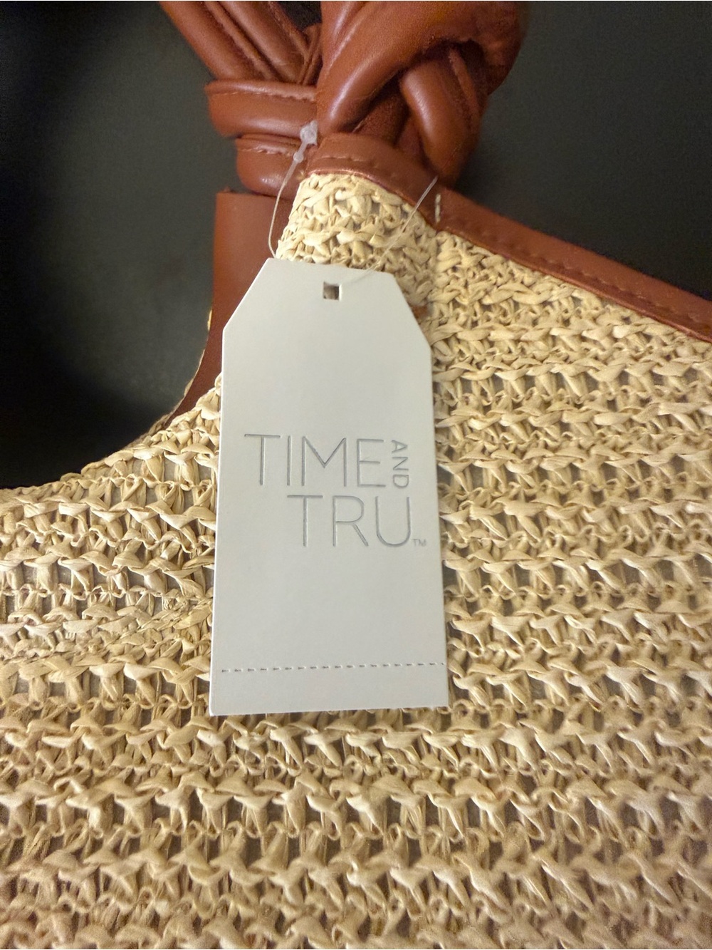 NWT Time and Tru Women's Knot Handle Tote Handbag, Natural Out of Stock - Picture 5 of 8